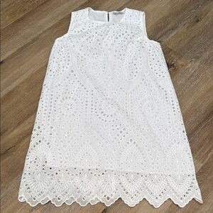 Ophelia Roe Size Medium White Sleeveless A-line Midi Dress Embroidered